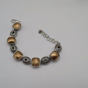 Brighton Venus Rising Brushed Gold Tone & Scrolled Silver Spacers Bracelet